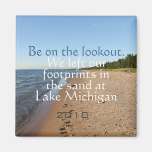 Lake Michigan Beach Dated Travel Fridge Magnet