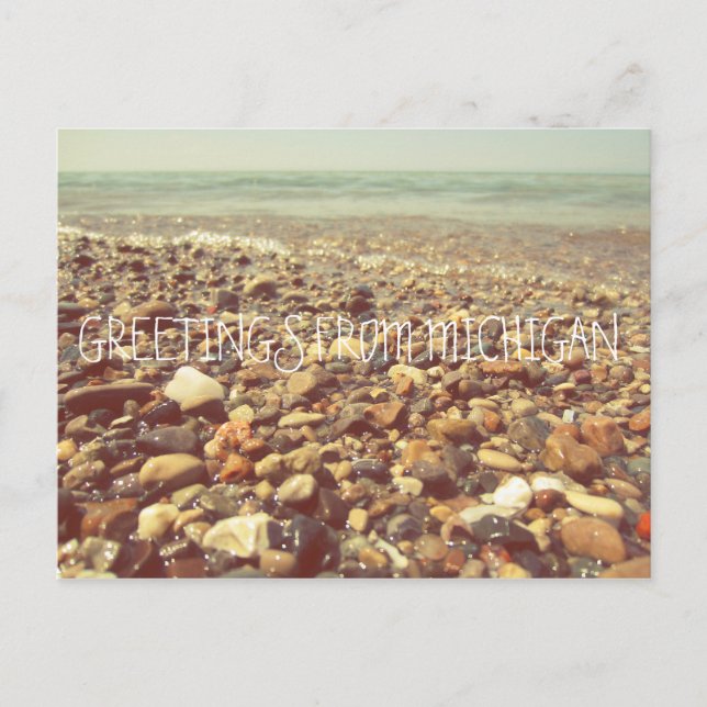 Lake Michigan Beach Rocks Shoreline Sea Postcard (Front)