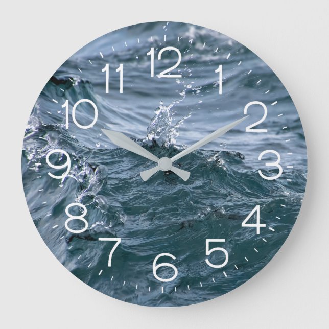 Lake Michigan Blue Water  Large Clock (Front)