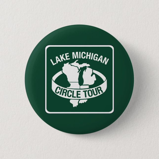 Lake Michigan Circle Tour, Sign, Wisconsin, USA 6 Cm Round Badge (Front)
