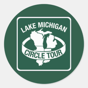 Lake Michigan Circle Tour, Sign, Wisconsin, USA Classic Round Sticker