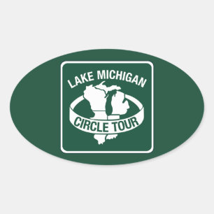 Lake Michigan Circle Tour, Sign, Wisconsin, USA Oval Sticker