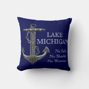 Lake Michigan distressed nautical pirate anchor Cushion