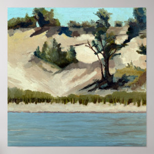 Lake Michigan Dune With Trees And Beach Grass Poster
