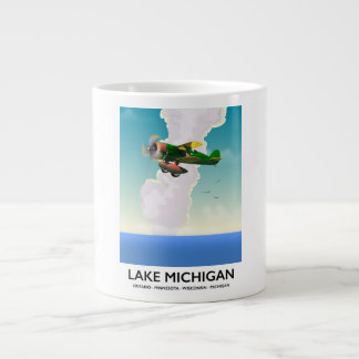 Lake Michigan flight travel poster Large Coffee Mug
