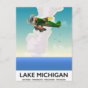Lake Michigan flight travel poster Postcard