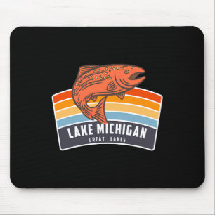 Lake Michigan Great Lakes Salmon Fishing Mouse Mat