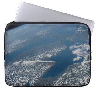 Lake Michigan, Lake Huron And State Of Michigan. Laptop Sleeve