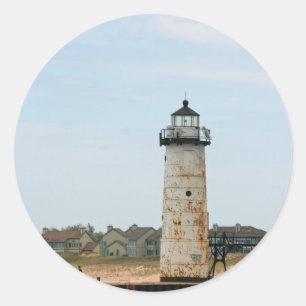 Lake Michigan Lighthouse Classic Round Sticker