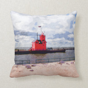 Lake Michigan Lighthouse Cushion