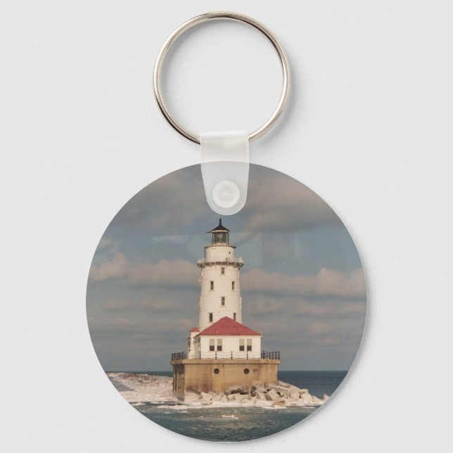 Lake Michigan Lighthouse Keychain (Front)