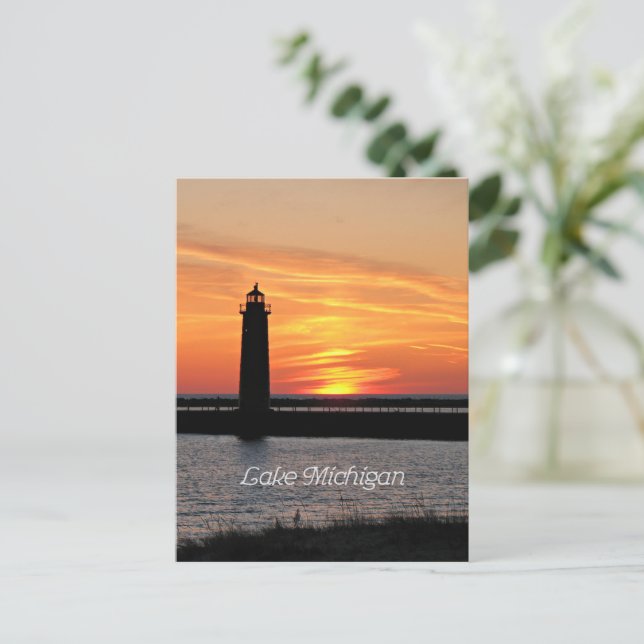 Lake Michigan Lighthouse Postcard (Standing Front)