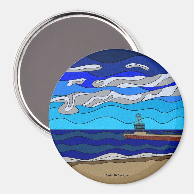 Lake Michigan - Magnet (circle) (Front/Back)