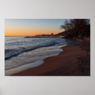 lake michigan north shore milwaukee at daybreak poster