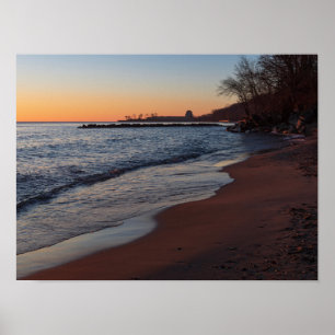 lake michigan north shore milwaukee at daybreak poster