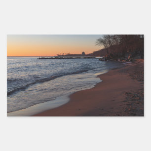 lake michigan north shore milwaukee at daybreak rectangular sticker