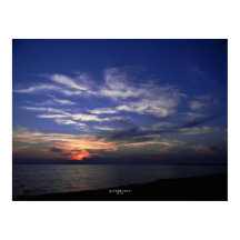 Lake Michigan Poster Blue and Orange Sunset