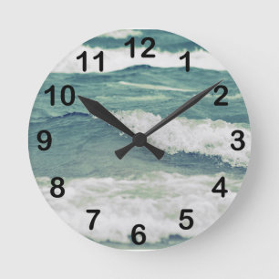Lake Michigan Rolling Waves Round Clock