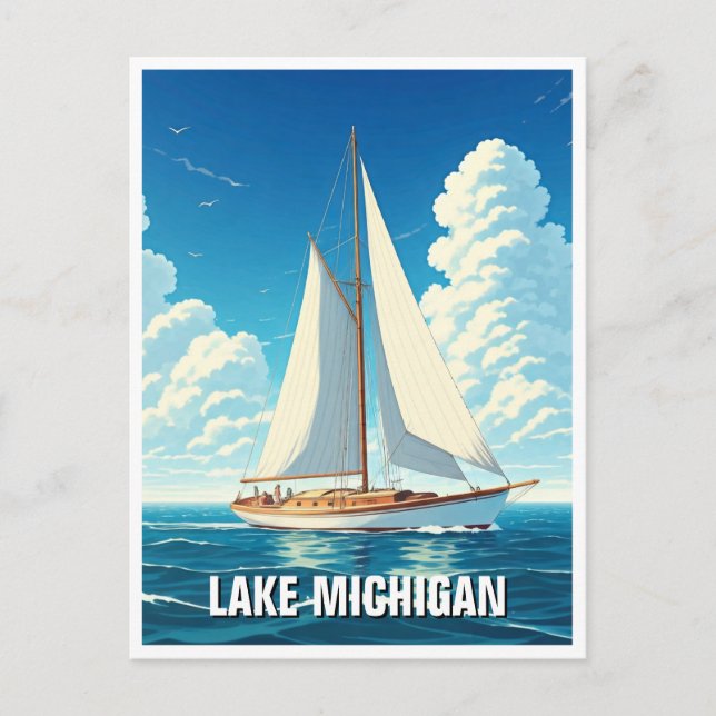 Lake Michigan Sailboat Postcard (Front)