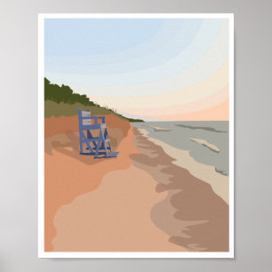 Lake Michigan Shoreline Poster, 8"x10" Poster