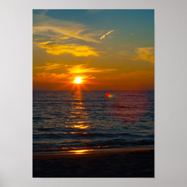 Lake Michigan Sunset, Ludington, Michigan Poster (Front)