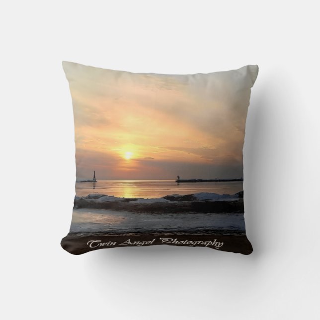 Lake Michigan Throw Pillow (Front)