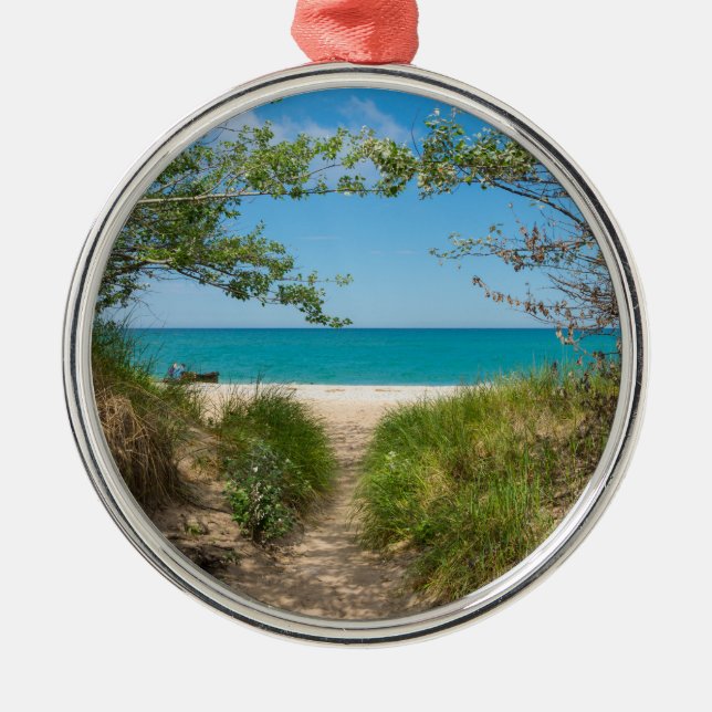 Lake Michigan Tranquillity Metal Tree Decoration (Front)