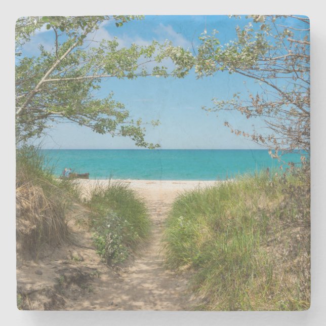Lake Michigan Tranquillity Stone Coaster (Front)