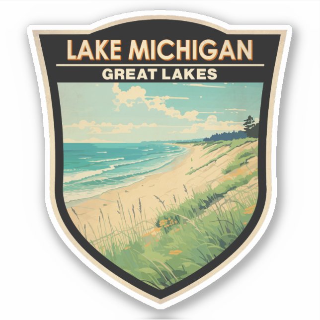 Lake Michigan Travel Art Vintage (Front)