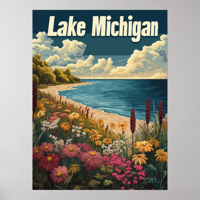 Lake Michigan Vintage Travel  Poster (Front)