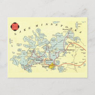 Lake Minnetonka Map Postcard