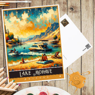 Lake Mohave, Arizona   Vintage Painting Postcard