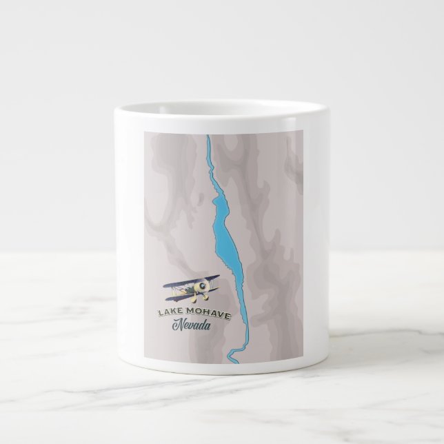 Lake Mohave Nevada Map Large Coffee Mug (Front)