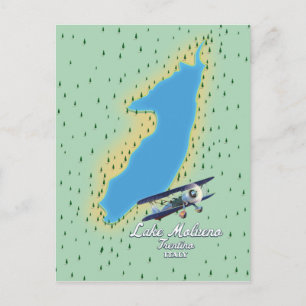 Lake Molveno Italy lake map Postcard