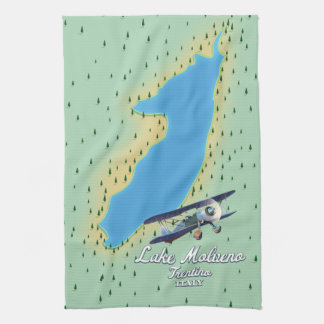 Lake Molveno Italy lake map Tea Towel