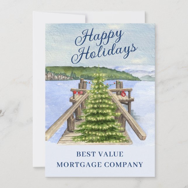 Lake Mountain Dock Business Happy Holidays Card (Front)