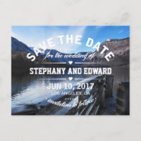 Lake Mountains Stylish Save the Date Postcard