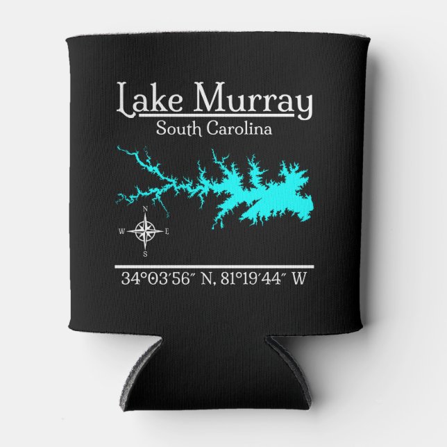 Lake Murray South Carolina Map Coordinates Artwork Can Cooler (Front)