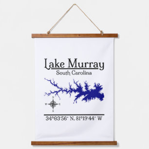 Lake Murray South Carolina Map Coordinates Artwork Hanging Tapestry