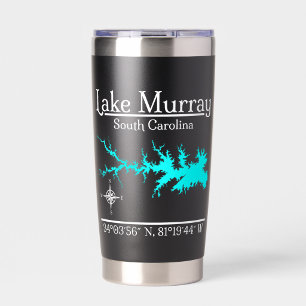 Lake Murray South Carolina Map Coordinates Artwork Insulated Tumbler