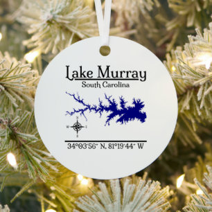 Lake Murray South Carolina Metal Circle Map Art Tree Decoration