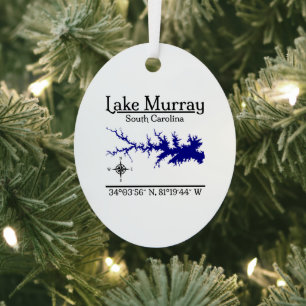 Lake Murray South Carolina Metal Oval Map Design Tree Decoration