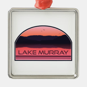 Lake Murray South Carolina Red Sunrise Metal Tree Decoration