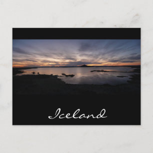 Lake Myvatn black sunset in iceland postcard