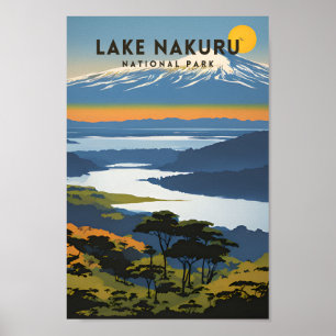 Lake Nakuru National Park Traditional Travel Poster