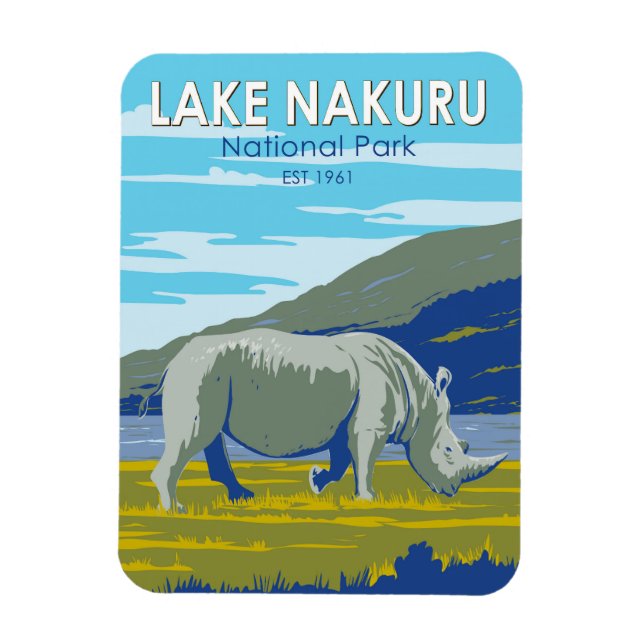 Lake Nakuru National Park White Rhinoceros Travel Magnet (Vertical)