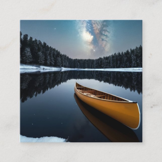 Lake Nature Outdoors Landscape Calm Peaceful Relax Square Business Card (Front)