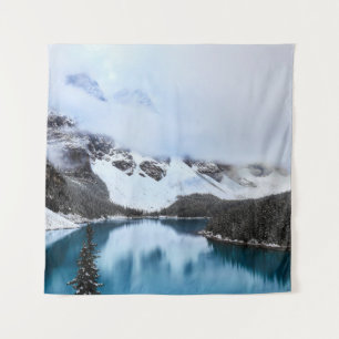 LAKE NEAR SNOW COVERED MOUNTAIN DURING DAYTIME TAPESTRY