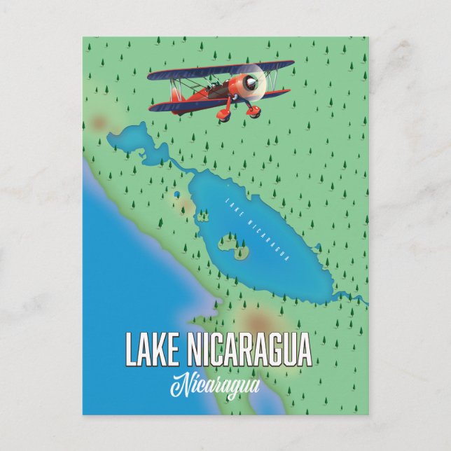 Lake Nicaragua,Nicaragua map Postcard (Front)