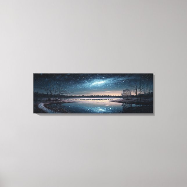 Lake Night Starry Sky Landscape Canvas Print (Front)